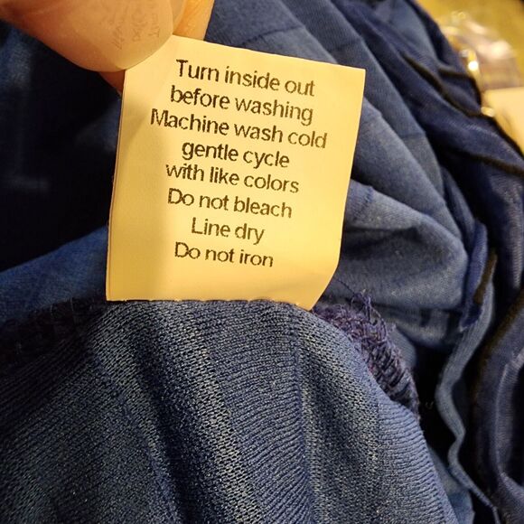 Notations Top Blouse Womens Large Blue Layered Ruffles 3/4 Sleeve Stretch Lined - Picture 10 of 10